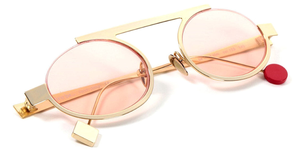 Sabine Be® Be Trust Slim Sun Summer SB Be Trust Slim Sun Summer 129pec 49 - Polished Pale Gold with pink lenses Sunglasses