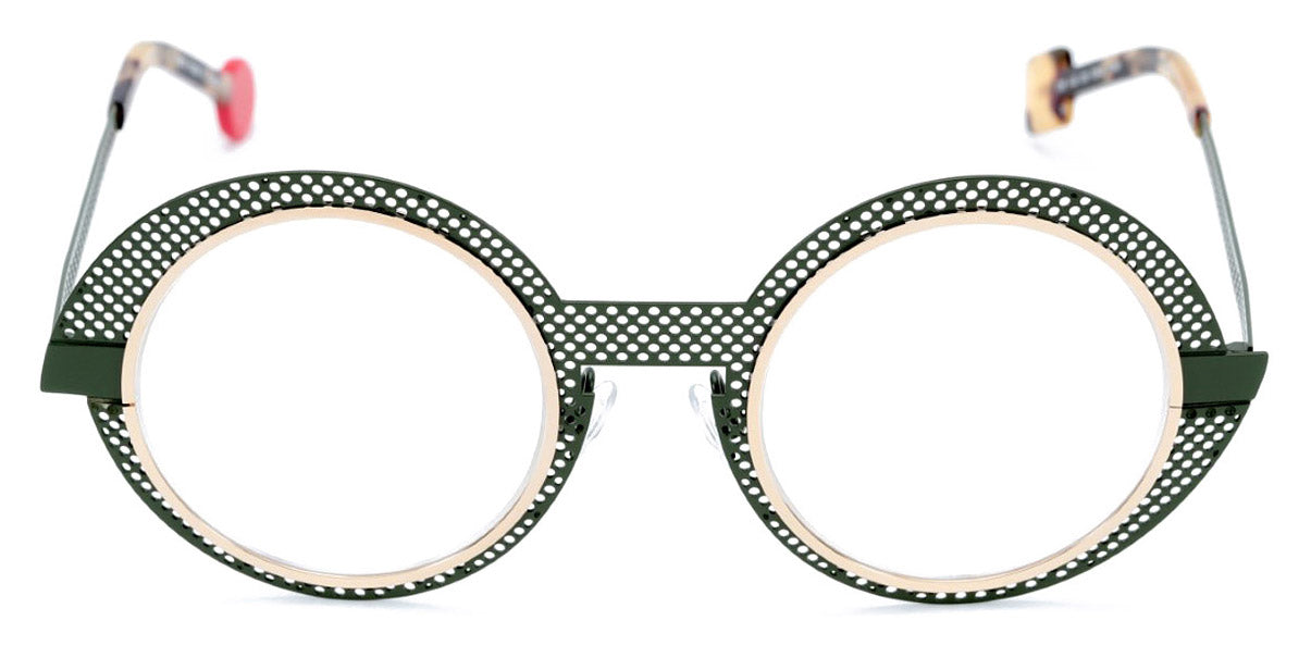 Sabine Be® Be Val De Loire Hole SB Be Val De Loire Hole 491 50 - Perforated Satin Khaki / Polished Yellow Gold Eyeglasses