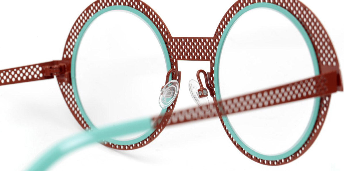 Sabine Be® Be Val De Loire Hole SB Be Val De Loire Hole 494 50 - Shiny Camel Perforated / Turquoise Satin Eyeglasses