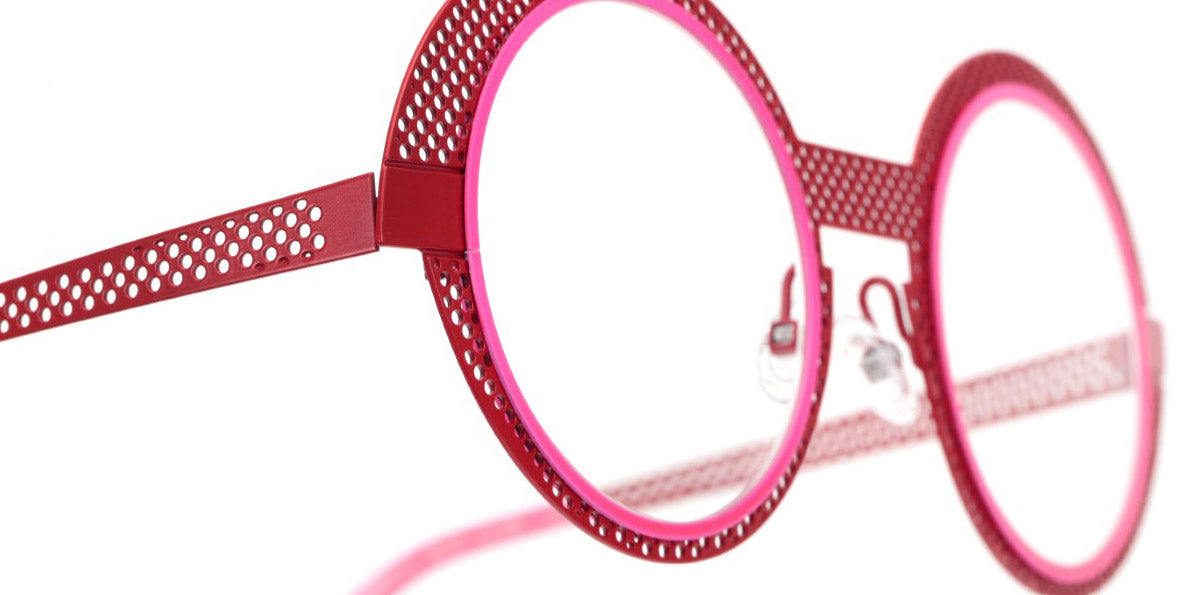 Sabine Be® Be Val De Loire Hole SB Be Val De Loire Hole 495 50 - Satin Red Perforated / Neon Pink Satin Eyeglasses