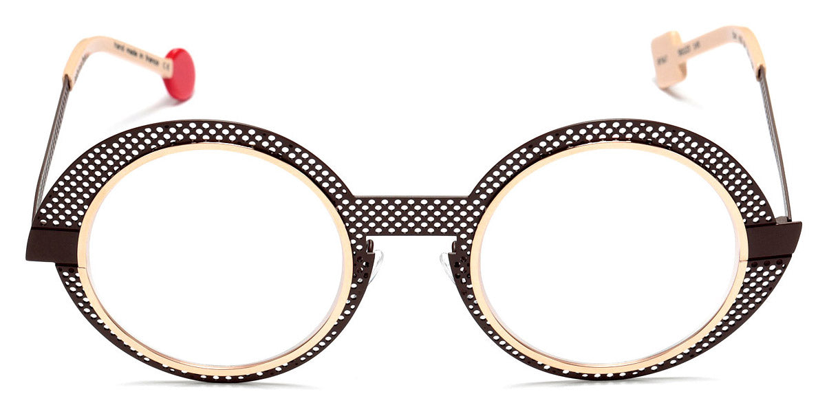 Sabine Be® Be Val De Loire Hole SB Be Val De Loire Hole 567 50 - Satin Dark Chocolate Perforated / Polished Rose Gold Eyeglasses