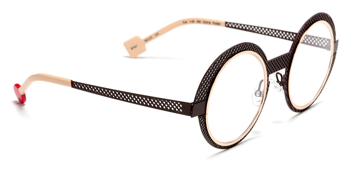 Sabine Be® Be Val De Loire Hole SB Be Val De Loire Hole 567 50 - Satin Dark Chocolate Perforated / Polished Rose Gold Eyeglasses