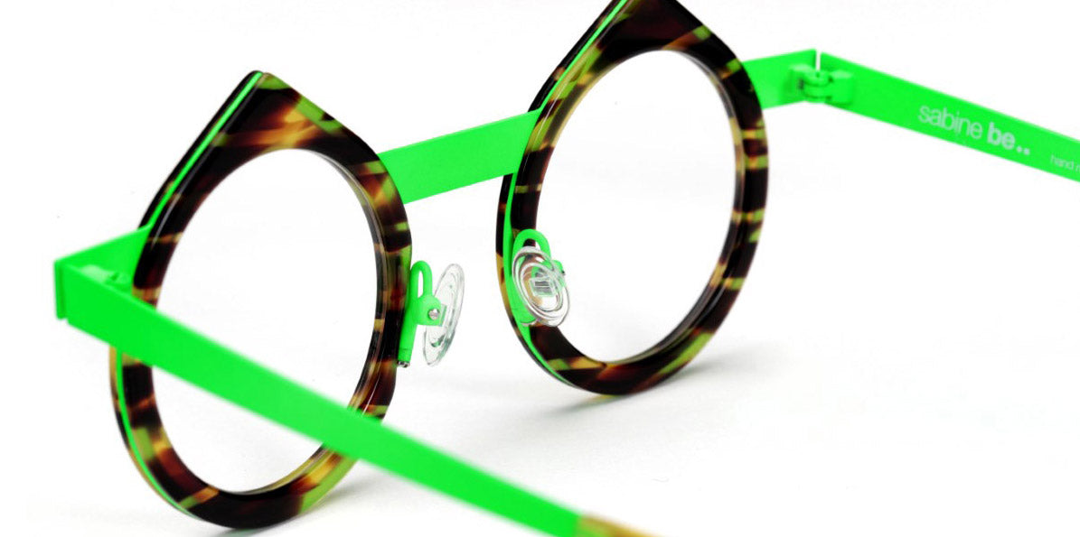 Sabine Be® Be Yin SB Be Yin 397 43 - Shiny Veined Tortoise / Satin Neon Green Eyeglasses