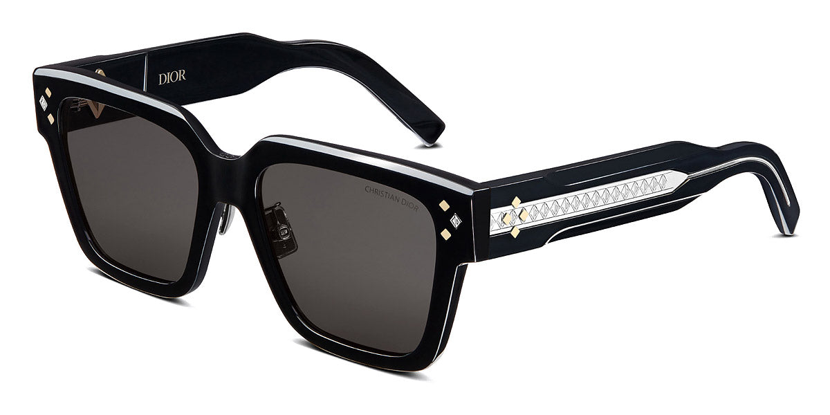 Dior® CD Diamond S3F D CDDMS3FXR 10A0 55 - Black And Crystal-Tone Sunglasses