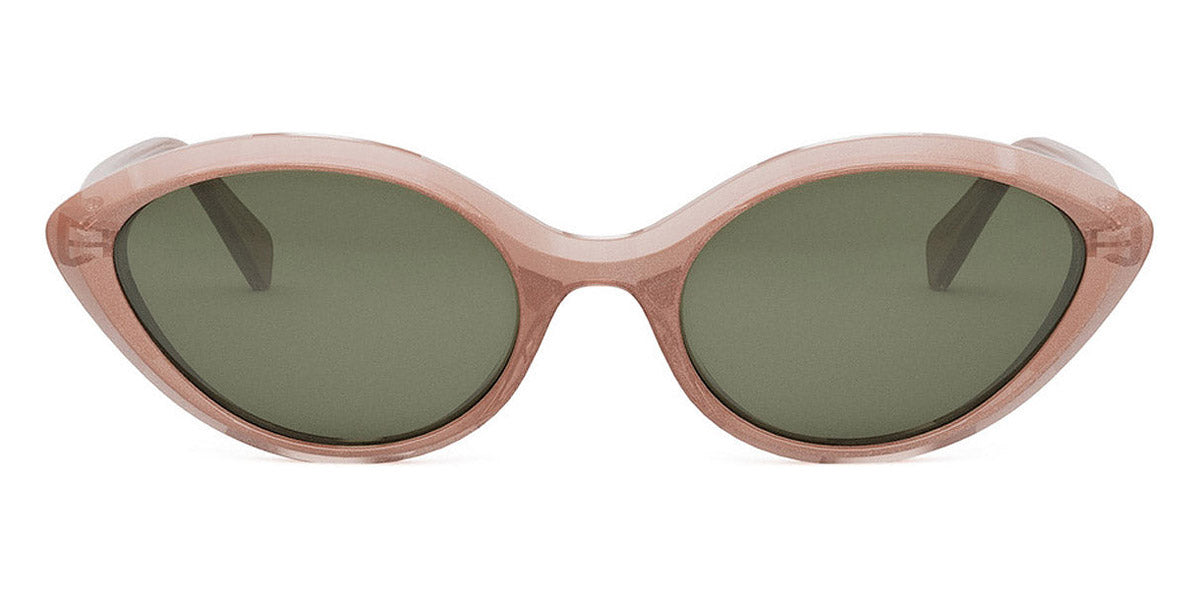 Celine® CL40264U CEL CL40264U 74N 57 - Shiny Milky Pink with Silver Glitter / Green Sunglasses