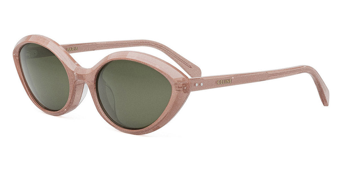 Celine® CL40264U CEL CL40264U 74N 57 - Shiny Milky Pink with Silver Glitter / Green Sunglasses