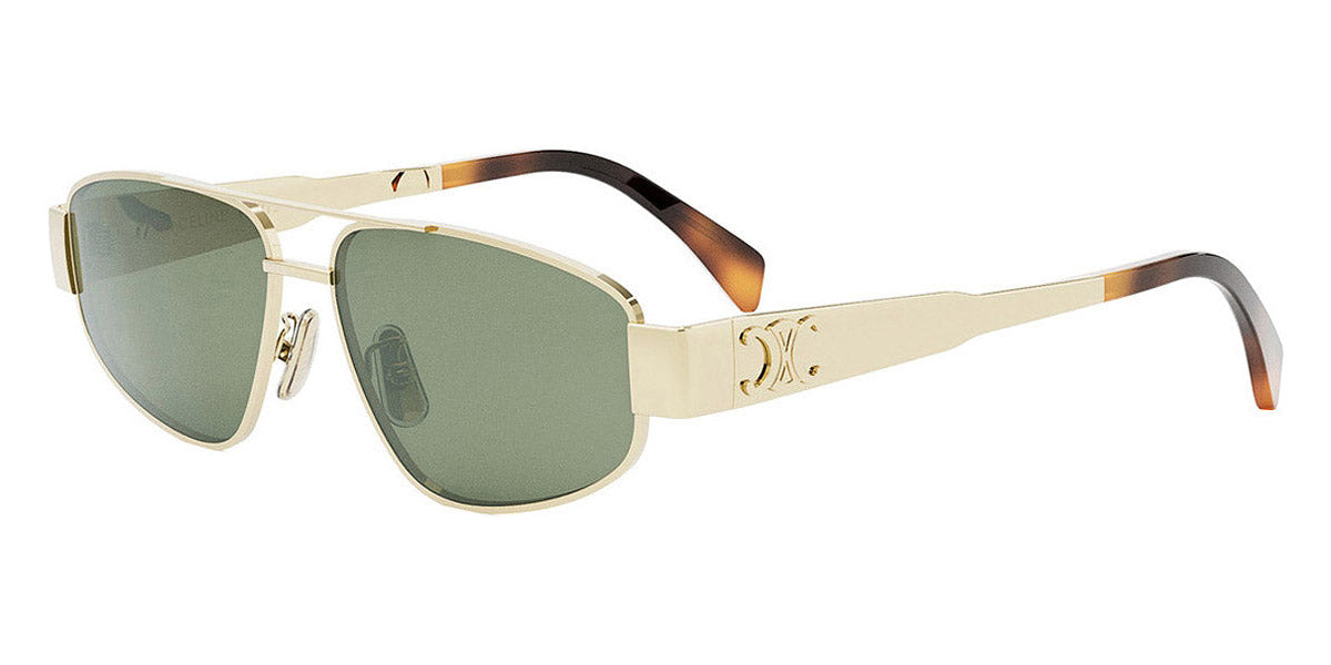 Celine® CL40281U CEL CL40281U 30N 57 - Shiny Endura Gold / Green Sunglasses