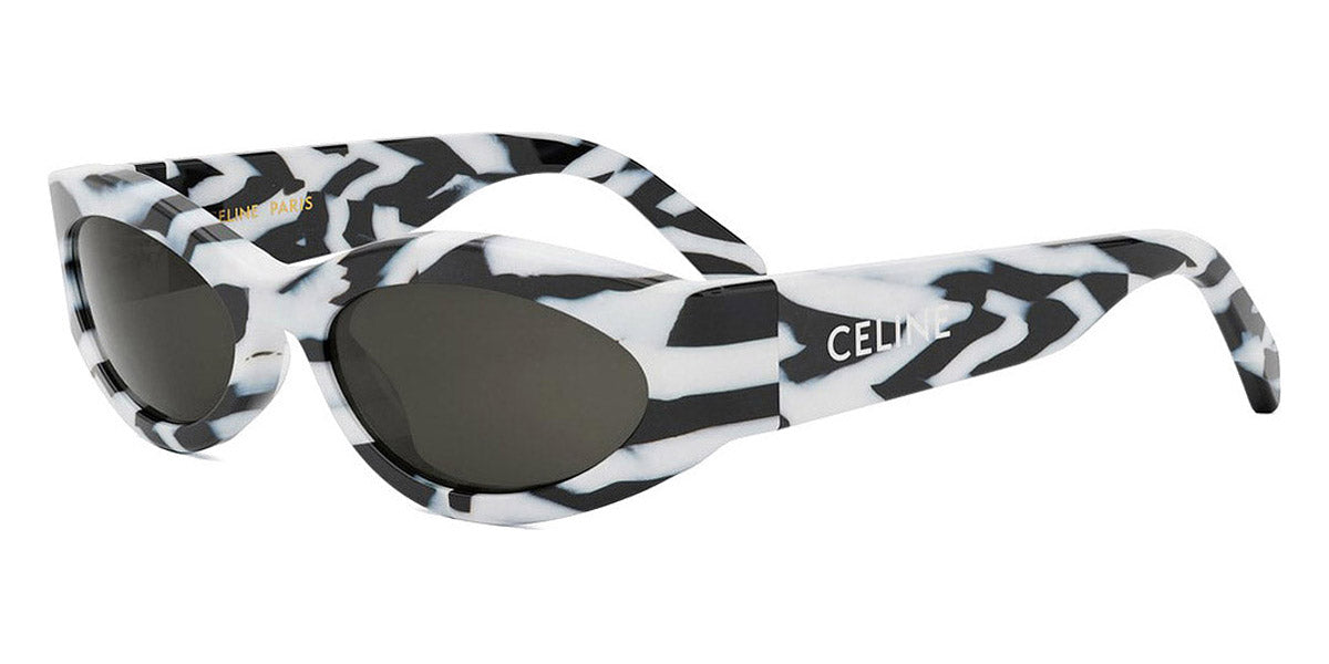 Celine® CL40288I CEL CL40288I 04a 56 - Black / White / Lenses Smoke Organic Sunglasses