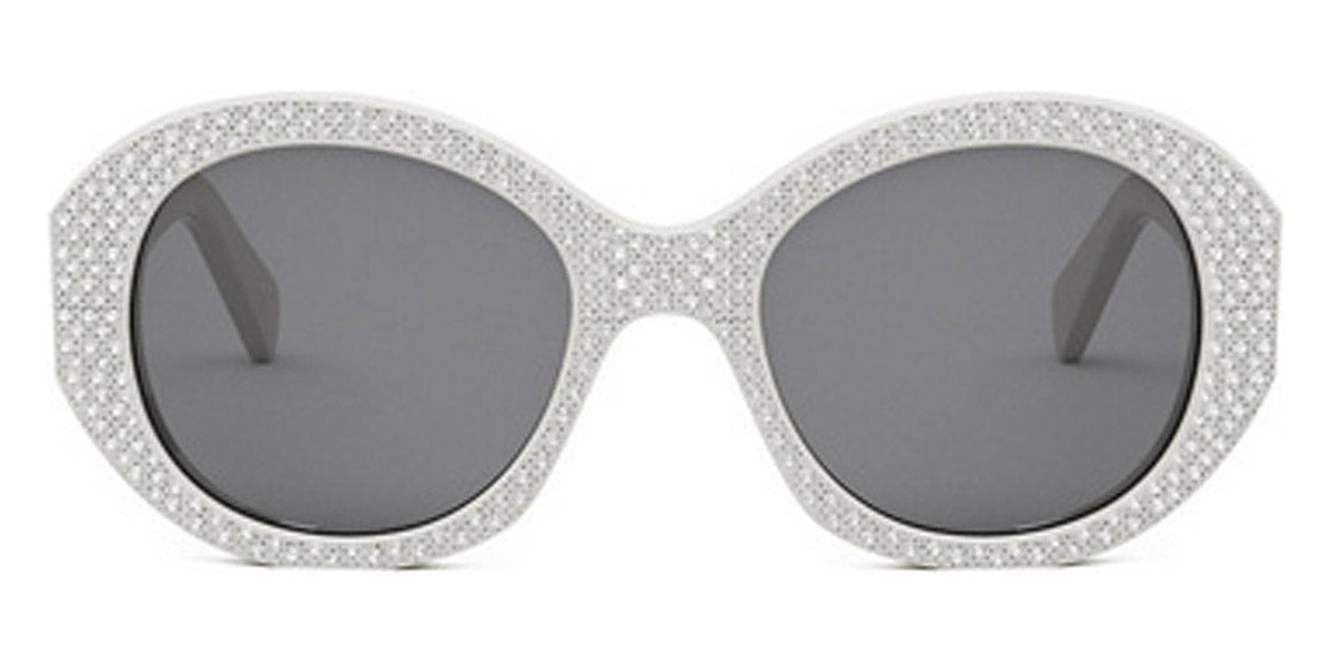 Celine® CL4240IS CEL CL4240IS 25A 53 - Shiny Ivory with Silver Pequin / Smoke Sunglasses