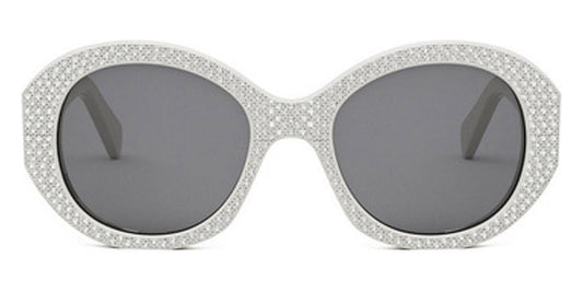 Celine® CL4240IS CEL CL4240IS 25A 53 - Shiny Ivory with Silver Pequin / Smoke Sunglasses