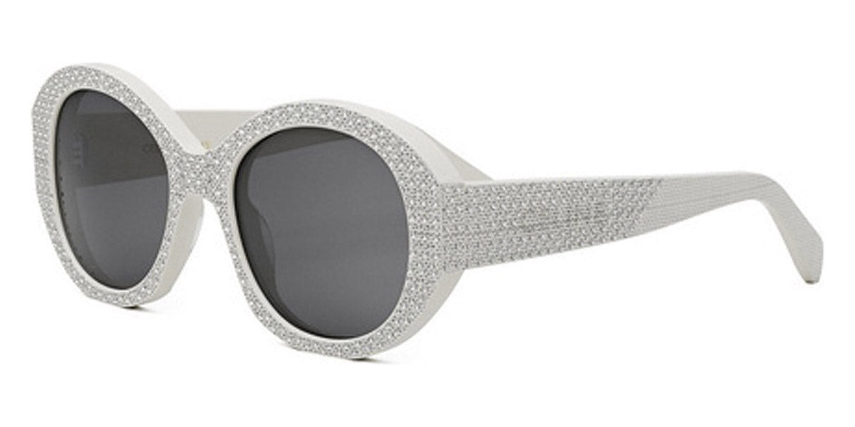 Celine® CL4240IS CEL CL4240IS 25A 53 - Shiny Ivory with Silver Pequin / Smoke Sunglasses