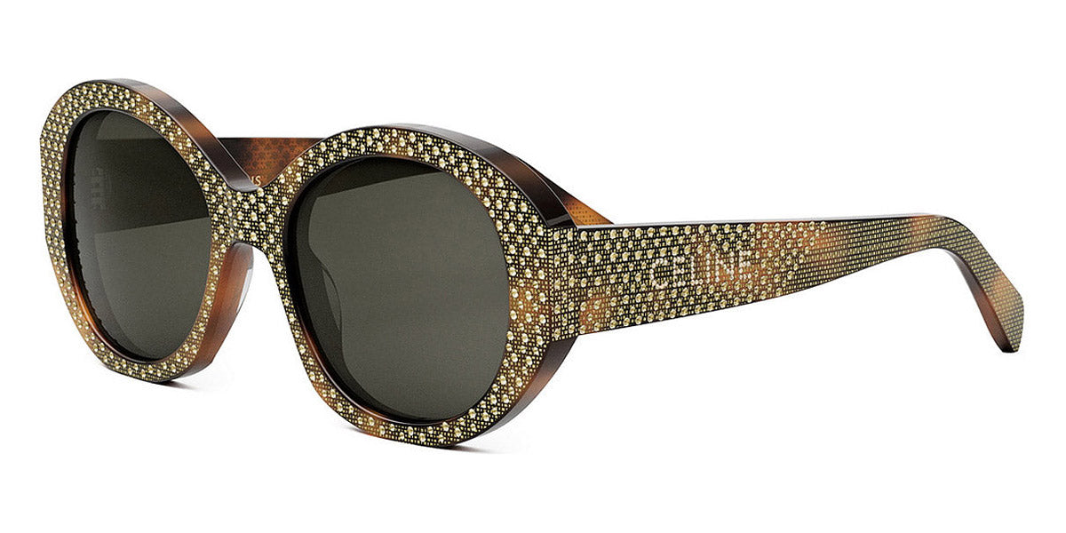 Celine® CL4240IS CEL CL4240IS 53A 53 - Shiny Classic Havana with Gold Pequin / Smoke Sunglasses