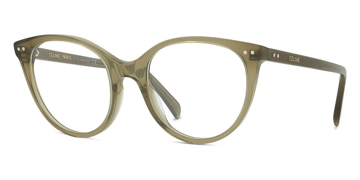 Celine® CL50068I CEL CL50068I 093 52 - Shiny Transparent Dark Khaki Eyeglasses