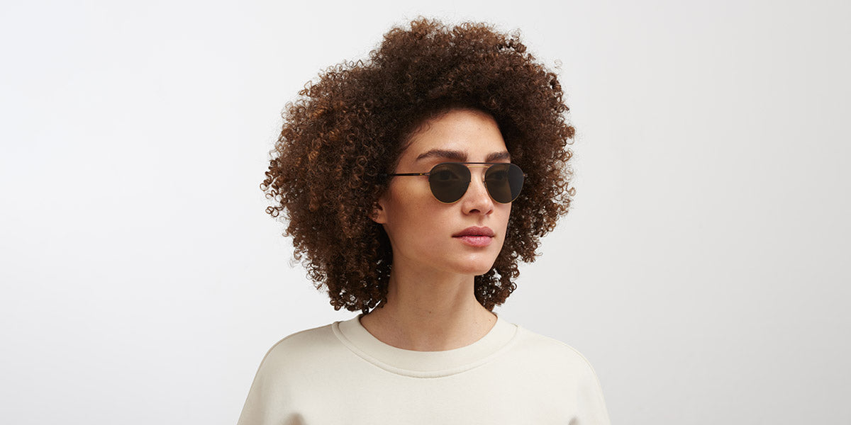 Mykita® DUANE MYK DUANE Gold/Dark Brown / Raw Green Solid 51 - Gold/Dark Brown / Raw Green Solid Sunglasses