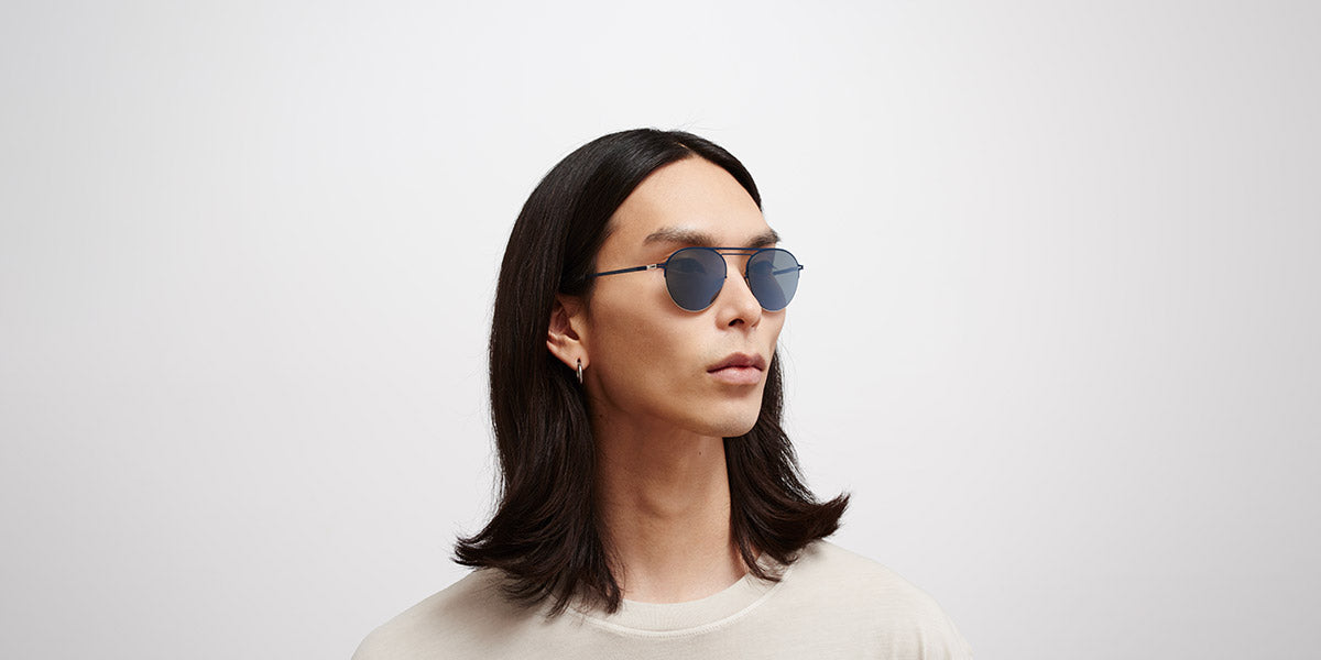 Mykita® DUANE MYK DUANE Silver/Navy / Light Silver Flash 51 - Silver/Navy / Light Silver Flash Sunglasses