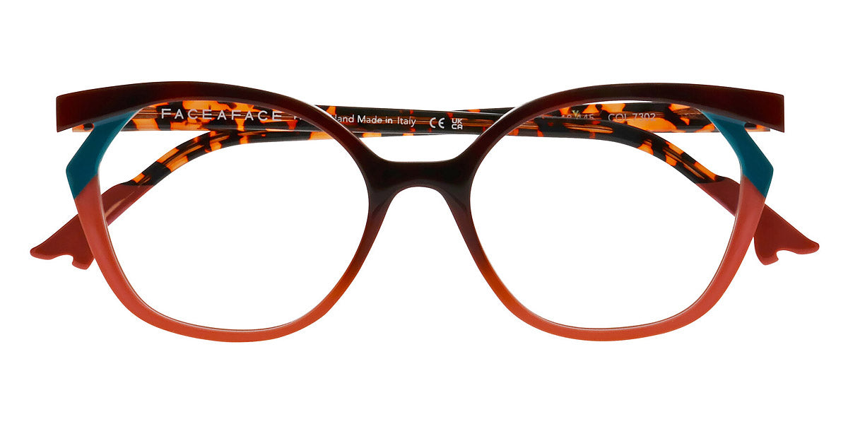 Face A Face® BOCCA KUMA 2 FAF BOCCA KUMA 2 7302 52 - Tortoise on Terracotta/Crystal (7302) Eyeglasses