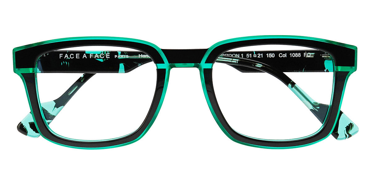 Face A Face® GORDON 1 FAF GORDON 1 1088 51 - Green Transparent/Black (1088) Eyeglasses