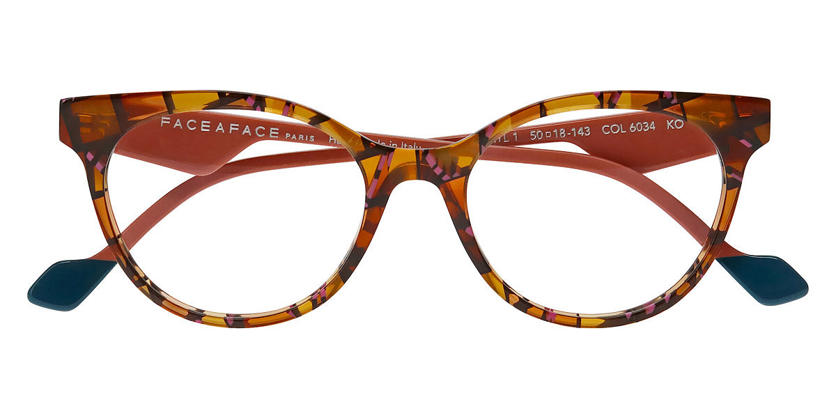 Face A Face® MERYL 1 FAF MERYL 1 6034 50 - Mahogany Tortoise/Bright Orange (6034) Eyeglasses