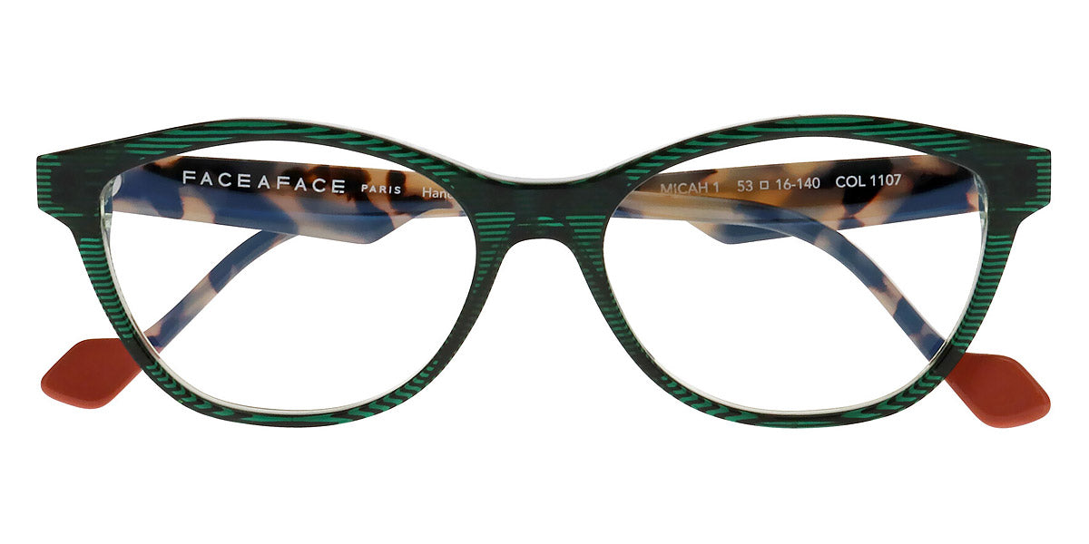 Face A Face® MICAH 1 FAF MICAH 1 1107 53 - Transparent Striped Dark Green (1107) Eyeglasses