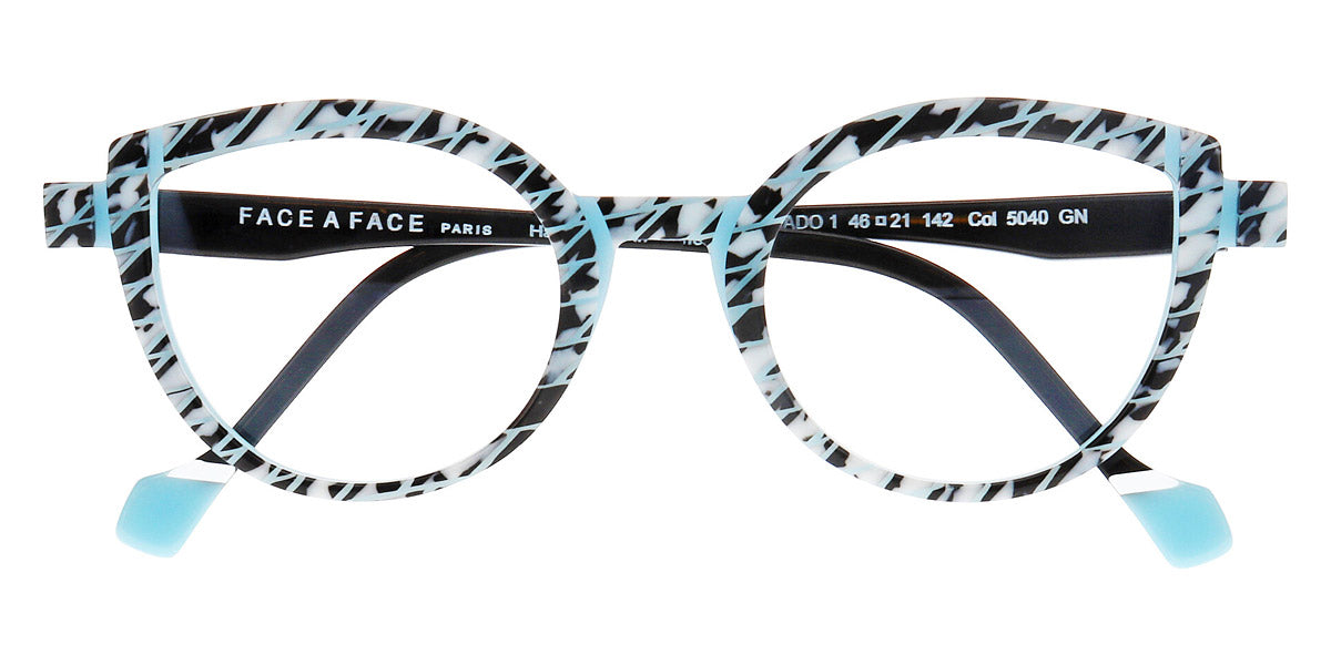 Face A Face® MIKADO 1 FAF MIKADO 1 5040 46 - Mozaique Black and White/New Milk Blue (5040) Eyeglasses