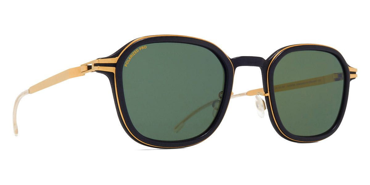 Mykita® FIR MYK FIR MH7 Pitch Black/Glossy Gold / Polarized Pro Green 15 47 - MH7 Pitch Black/Glossy Gold / Polarized Pro Green 15 Sunglasses