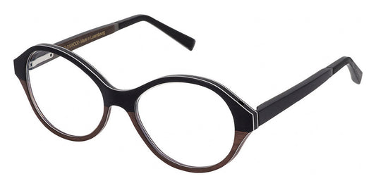 Gold & Wood® ALEXIA G&W ALEXIA 01 51 - 01 - Ebony Tanganyika/Brown Tanganyika/Aluminum Eyeglasses