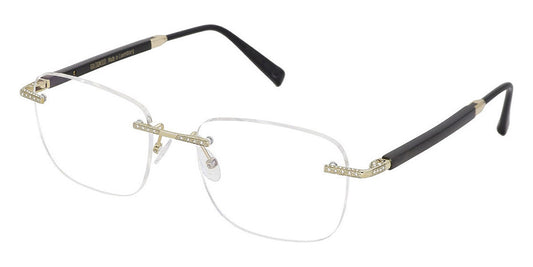 Gold & Wood® ALTESSE 01 G&W ALTESSE 01 D 05 01 CM4 - D.05.01.CM4 Champagne Gold Plated (about 8,2 grams) 48 White Brilliant Cut Diamonds Eyeglasses