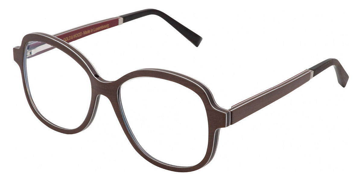 Gold & Wood® AVA G&W AVA 42 52 - 42 - Glossywood/Brown Tanganyika/Burgundy Bolivar Eyeglasses