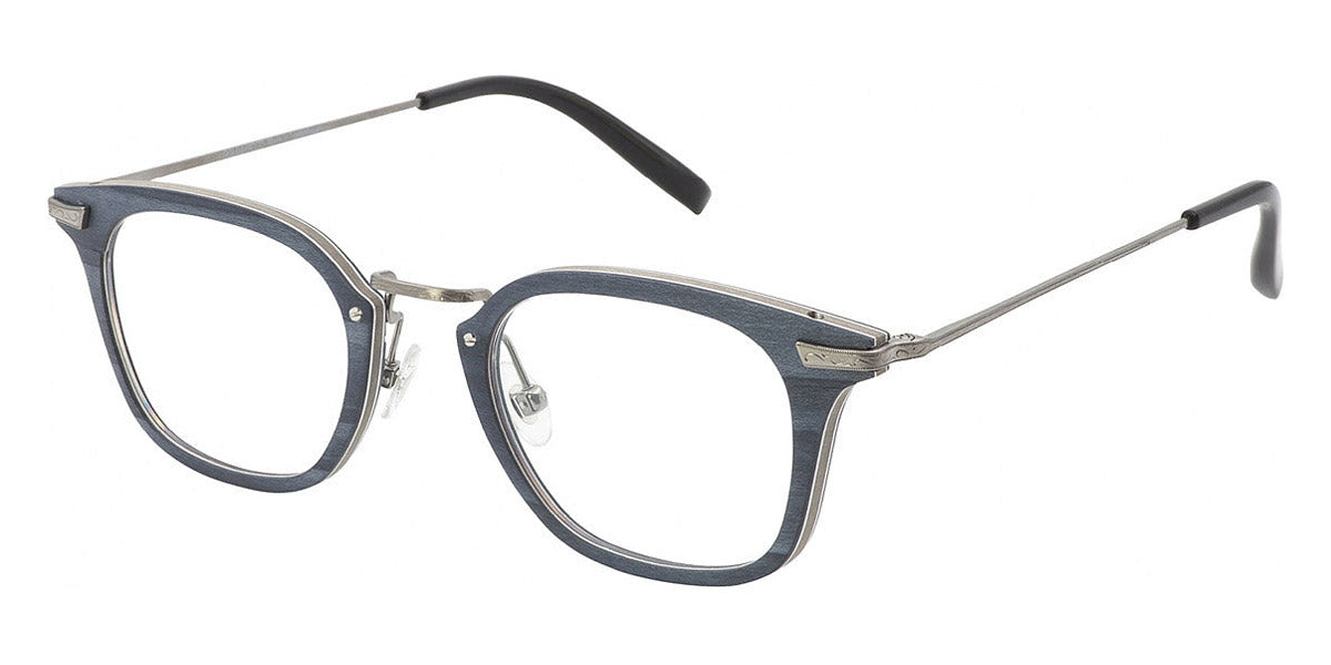 Gold & Wood® BORA 01 G&W BORA 01 04 47 - 04 - Brushed Ruthenium/Blue Jeans Bolivar/Grey Eucalyptus Eyeglasses