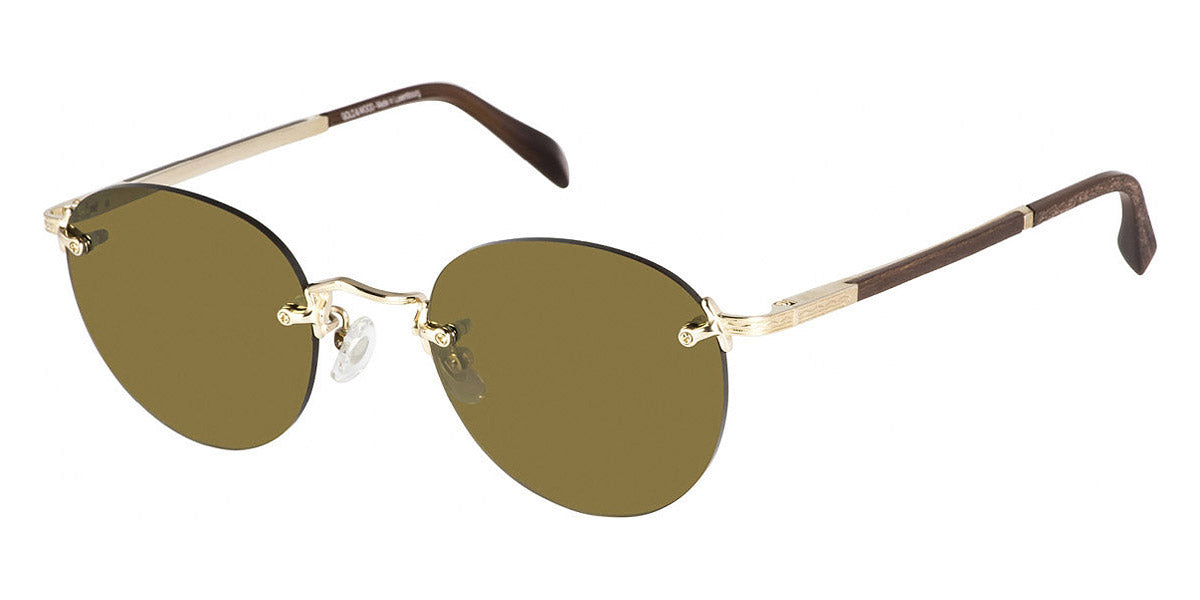 Gold & Wood® CALYPSO G&W CALYPSO 03 51 - 03 - Shiny Champagne Gold/Chocolate Bolivar/Polarized Plain Brown Eyeglasses