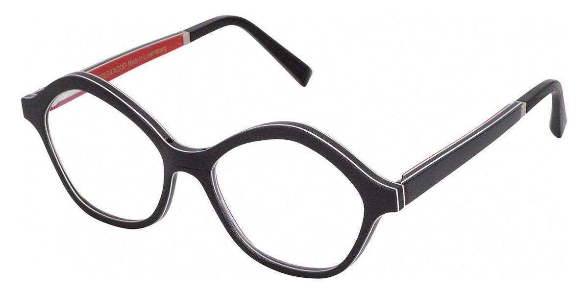 Gold & Wood® CARLA G&W CARLA 40 50 - 40 - Glossywood/Ebony Tanganyika/Cherry Red Bolivar Eyeglasses