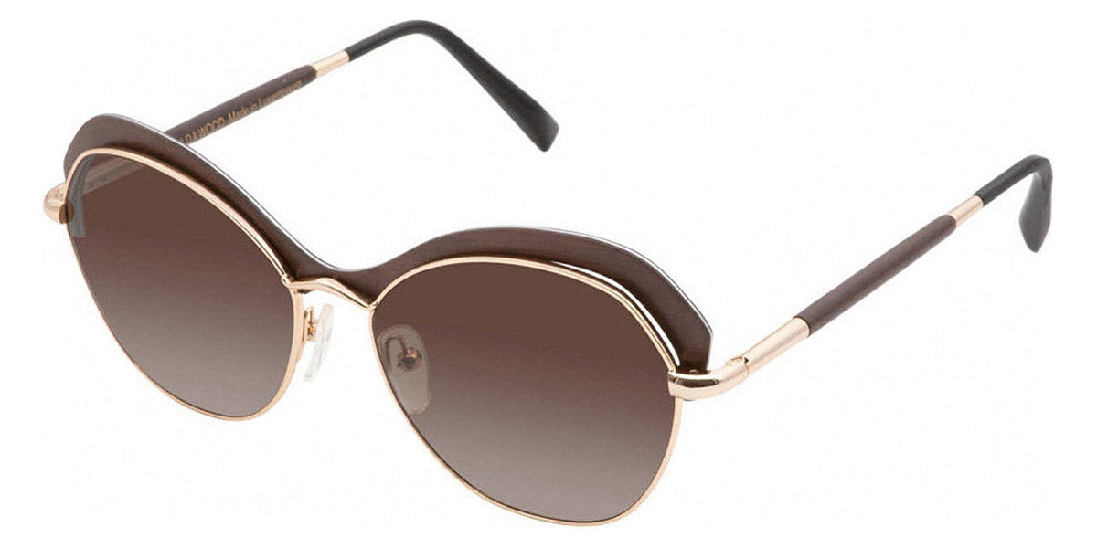 Gold & Wood® EVA 02 G&W EVA 02 01 56 - 01 - Shiny champagne gold / Brown Tanganika / Aluminium Sunglasses