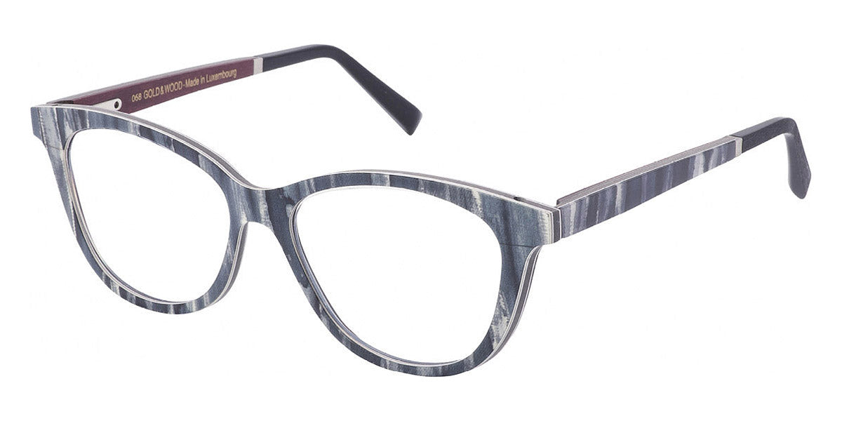 Gold & Wood® GAIA 03 G&W GAIA 03 03 51 - 03 - Grey Shibori Silk/Grey Bolivar/Burgundy Bolivar Eyeglasses