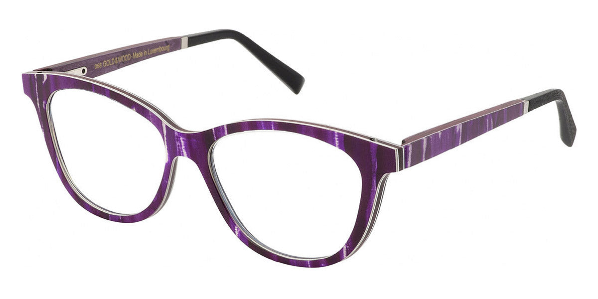 Gold & Wood® GAIA 03 G&W GAIA 03 04 51 - 04 - Plum Shibori Silk/Burgundy Bolivar/Mauve Bird's Eye Maple Eyeglasses