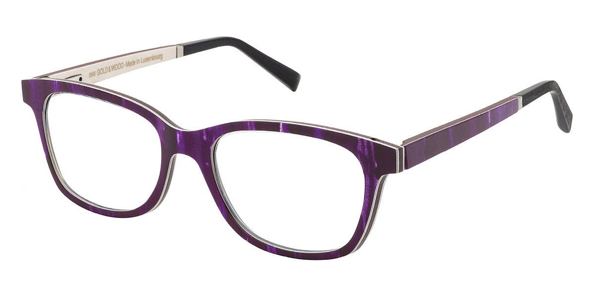 Gold & Wood® GAIA 04 G&W GAIA 04 04 50 - 04 - Plum Shibori Silk/Burgundy Bolivar/White Curly Maple Eyeglasses