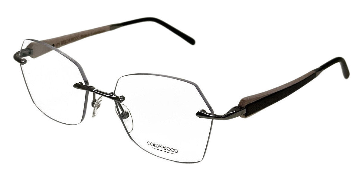 Gold & Wood® LUNA G&W LUNA 06 53 - 06 - Ruthenium Brillant/Brown Tanganyika/White Curly Maple Eyeglasses