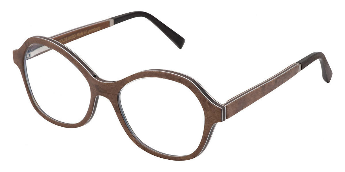 Gold & Wood® KIRA G&W KIRA 42 51 - 42 - Glossywood/Brown Bird'S Eye Maple/Brown Tanganyika/Hazelnut Bolivar Eyeglasses