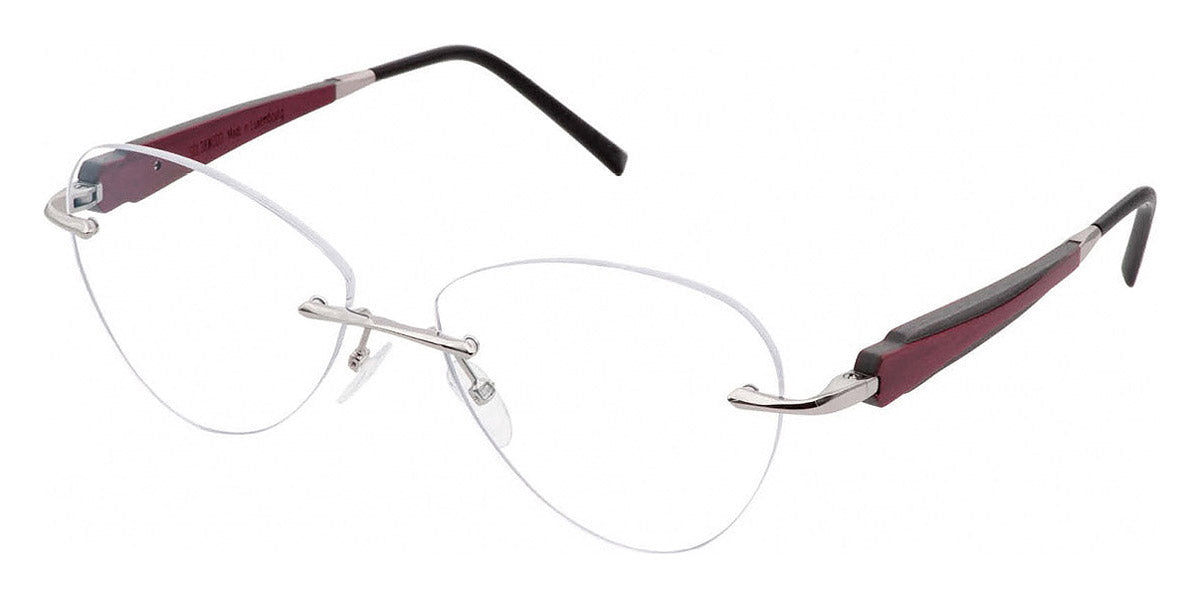 Gold & Wood® LUNA G&W LUNA 03 55 - 03 - Shiny Ruthenium/Burgundy Bolivar/Grey Bolivar Eyeglasses