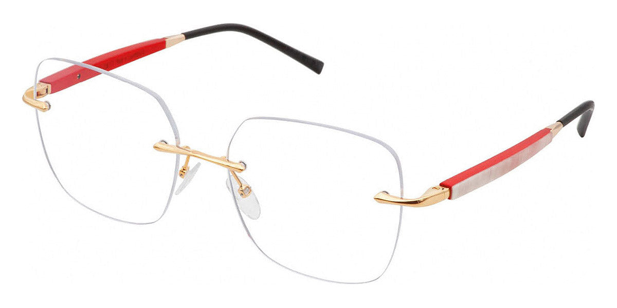 Gold & Wood® LUNA G&W LUNA 04 54 - 04 - Shiny Champagne Gold/White Horn/Coral Bolivar Eyeglasses