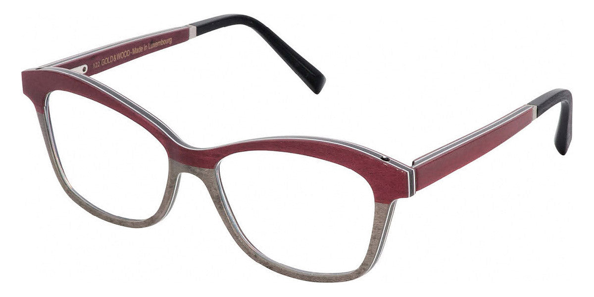 Gold & Wood® MELISSA G&W MELISSA 40 51 - 40 - Burgundy Bolivar/Grey Bird's Eye Maple/Grey Bolivar/Red Bird's Eye Maple Eyeglasses