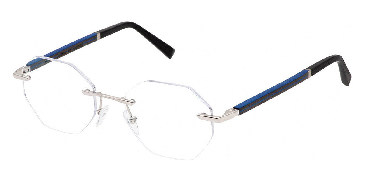 Gold & Wood® MERCURE 05 G&W MERCURE 05.16.BlMu69 48 - 05.16.BIMu69 - Shiny Palladium/Electric Blue Birch/Nutmeg Tay Eyeglasses