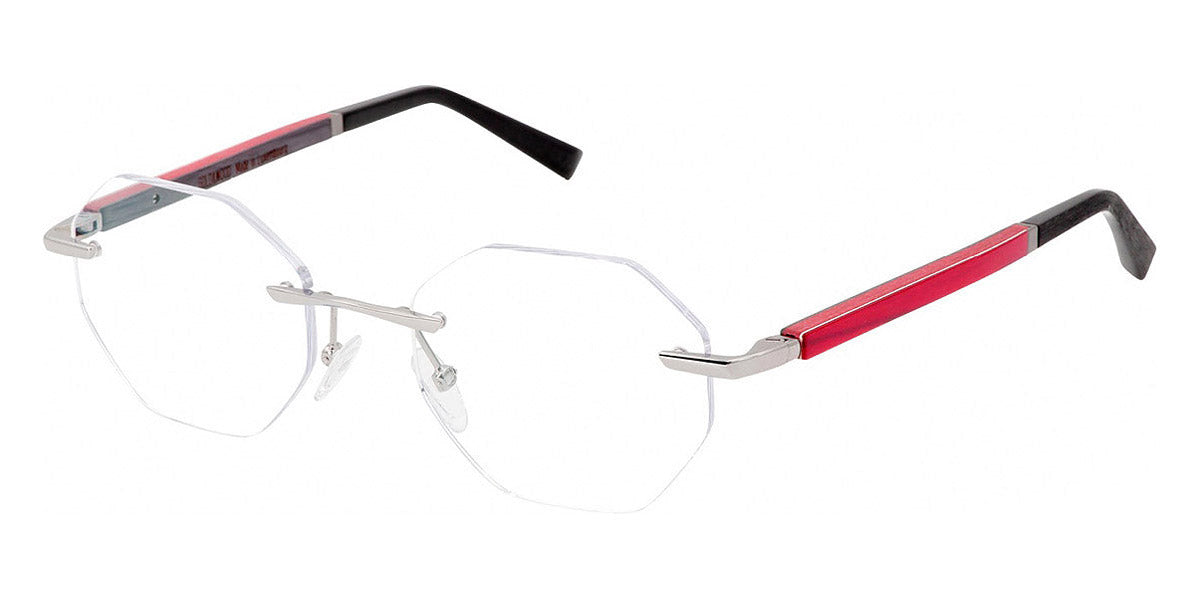 Gold & Wood® MERCURE 05 G&W MERCURE 05.27.S05.74 48 - 05.27.S05.74 - Shiny Gun/Red Silk/Burgundy Bolivar/Grey Oak Eyeglasses