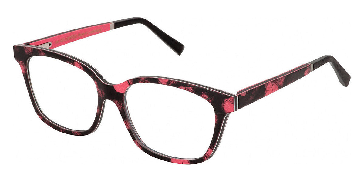 Gold & Wood® NORA G&W NORA 30 53 - 30 - Fuchsia Curly Maple/Black Washiwood/Aluminum Eyeglasses