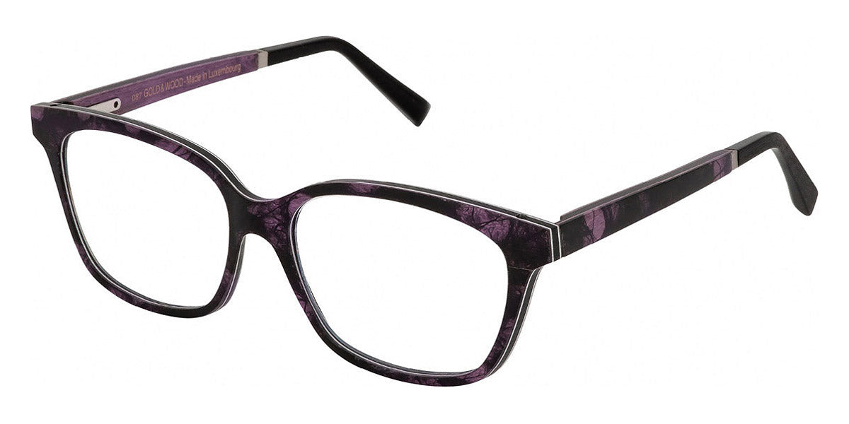 Gold & Wood® NORA G&W NORA 32 53 - 32 - Mauve Bird's Eye Maple/Black Washiwood/Aluminum Eyeglasses