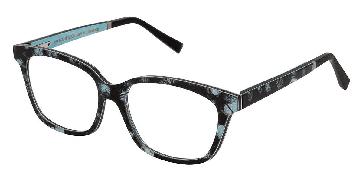 Gold & Wood® NORA G&W NORA 33 53 - 33 - Light Blue Bird's Eye Maple/Black Washiwood/Aluminum Eyeglasses