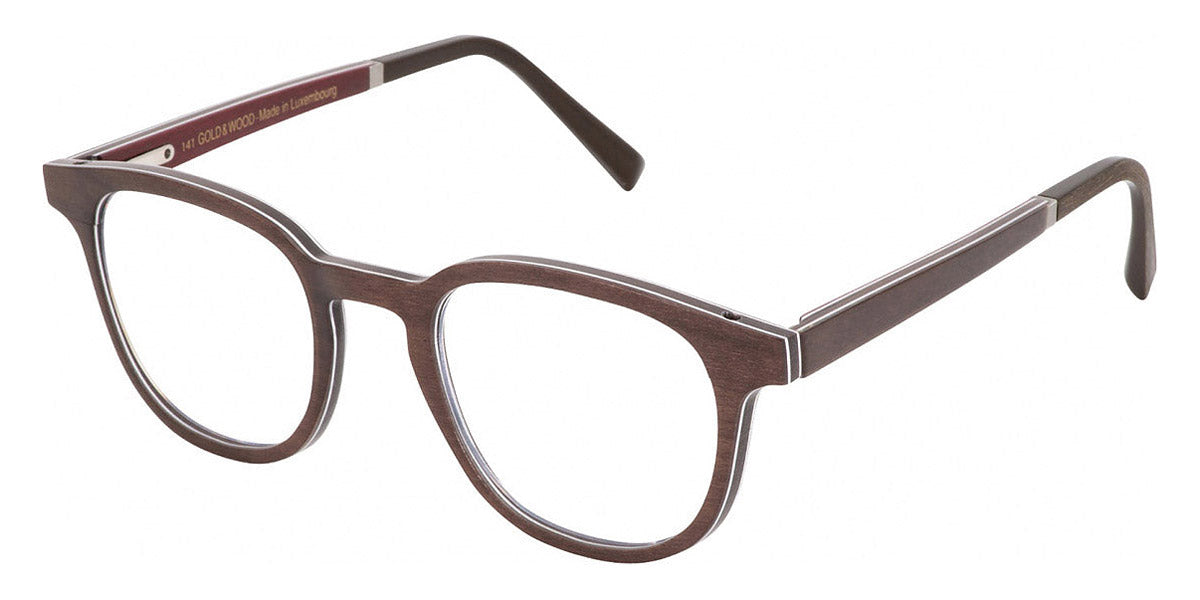 Gold & Wood® OGMA G&W OGMA 42 47 - 42 - Glossywood/Brown Tanganyika/Burgundy Bolivar Eyeglasses