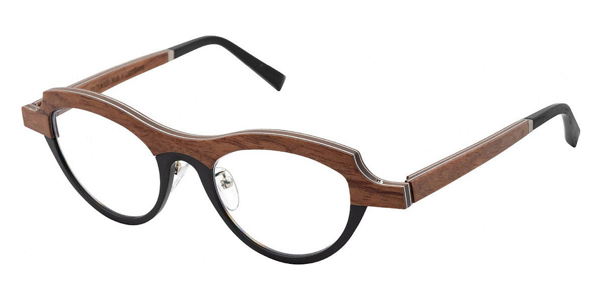 Gold & Wood® SANTORINI G&W SANTORINI 01 47 - 01 - Anodized Black/Bubinga Eyeglasses