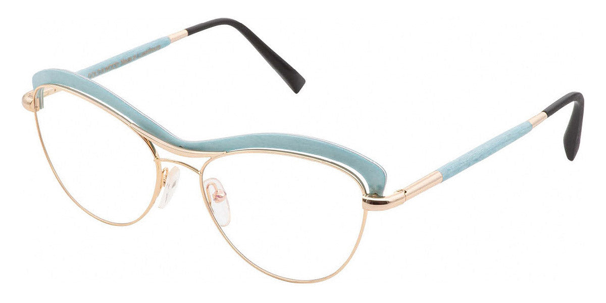 Gold & Wood® STELA 02 G&W STELA 02 02 54 - 02 - Champagne Gold/Light Blue Bird's Eye Maple Eyeglasses