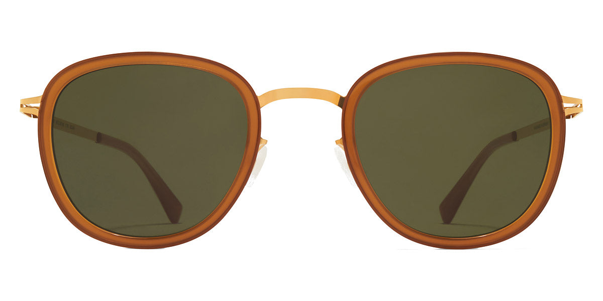 Mykita® HELMI MYK HELMI A56 Glossy Gold/Brown Dark Brown / Raw Green Solid 45 - A56 Glossy Gold/Brown Dark Brown / Raw Green Solid Sunglasses