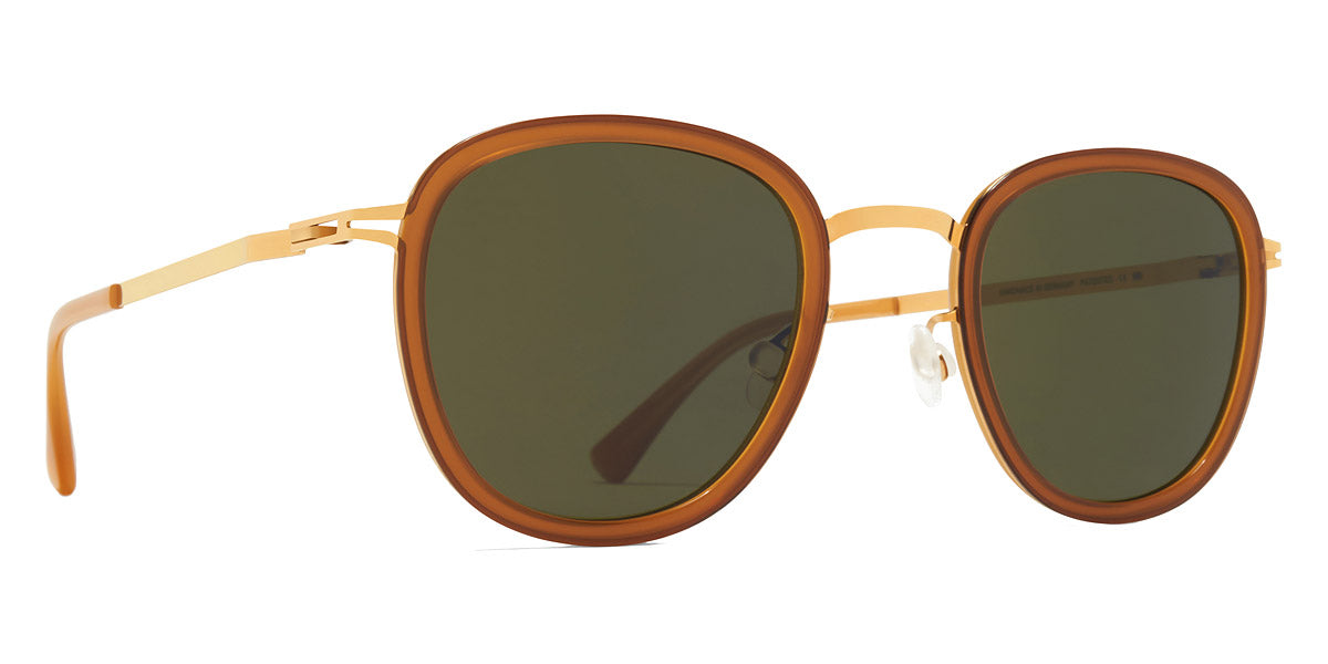 Mykita® HELMI MYK HELMI A56 Glossy Gold/Brown Dark Brown / Raw Green Solid 45 - A56 Glossy Gold/Brown Dark Brown / Raw Green Solid Sunglasses